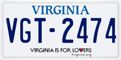 VA license plate VGT2474