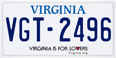 VA license plate VGT2496