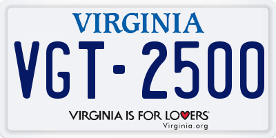 VA license plate VGT2500
