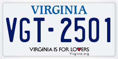 VA license plate VGT2501