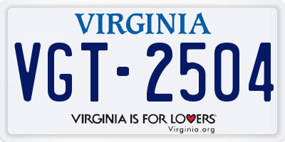 VA license plate VGT2504