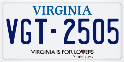 VA license plate VGT2505
