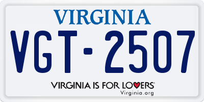 VA license plate VGT2507
