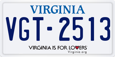 VA license plate VGT2513