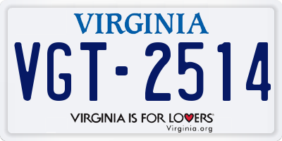 VA license plate VGT2514