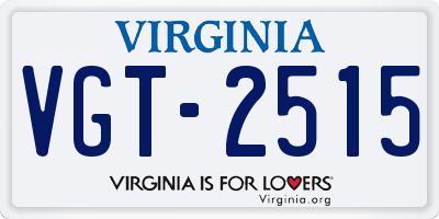 VA license plate VGT2515