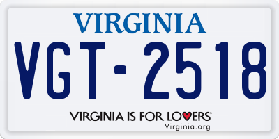 VA license plate VGT2518