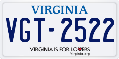 VA license plate VGT2522