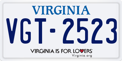 VA license plate VGT2523