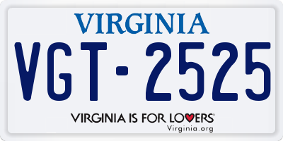 VA license plate VGT2525