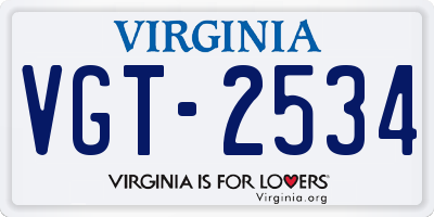 VA license plate VGT2534