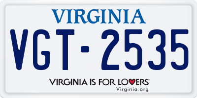 VA license plate VGT2535