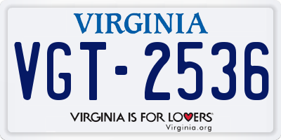 VA license plate VGT2536