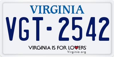 VA license plate VGT2542