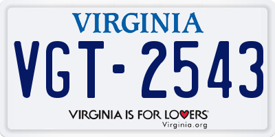 VA license plate VGT2543