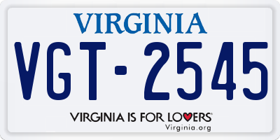 VA license plate VGT2545