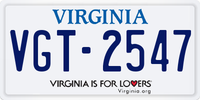 VA license plate VGT2547