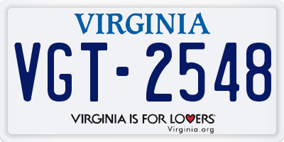 VA license plate VGT2548