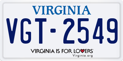 VA license plate VGT2549