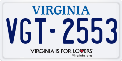 VA license plate VGT2553