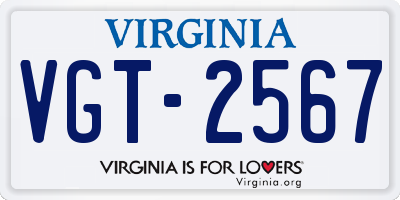 VA license plate VGT2567