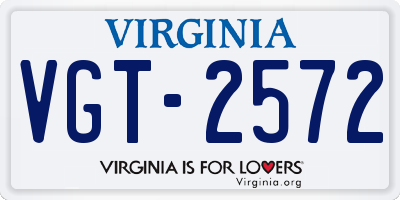 VA license plate VGT2572