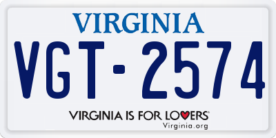VA license plate VGT2574