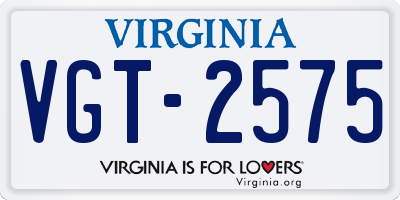 VA license plate VGT2575