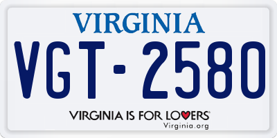 VA license plate VGT2580
