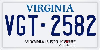 VA license plate VGT2582