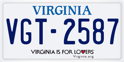VA license plate VGT2587