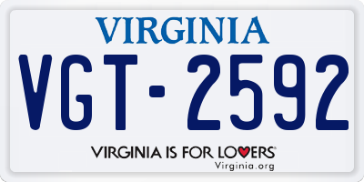 VA license plate VGT2592
