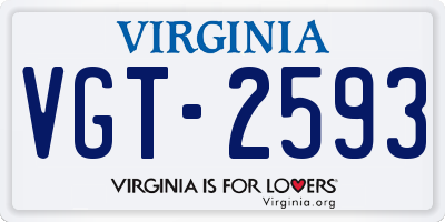 VA license plate VGT2593