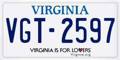 VA license plate VGT2597