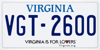 VA license plate VGT2600