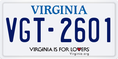 VA license plate VGT2601
