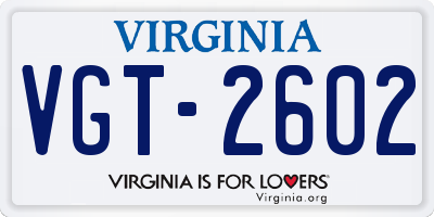 VA license plate VGT2602
