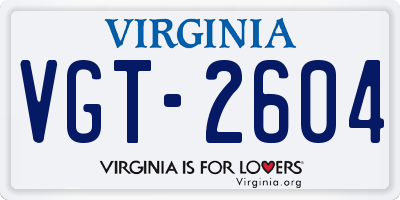 VA license plate VGT2604