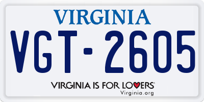 VA license plate VGT2605