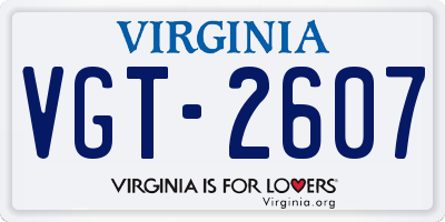 VA license plate VGT2607