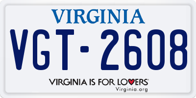 VA license plate VGT2608