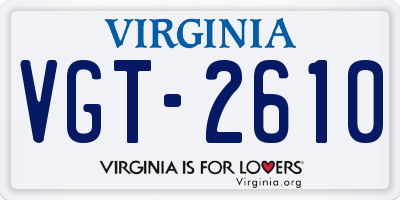 VA license plate VGT2610