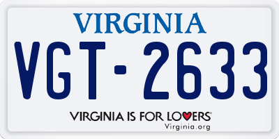 VA license plate VGT2633