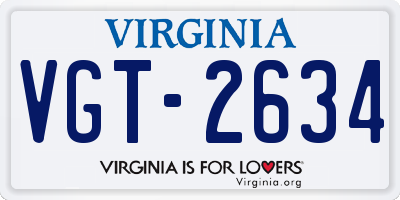 VA license plate VGT2634