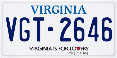 VA license plate VGT2646