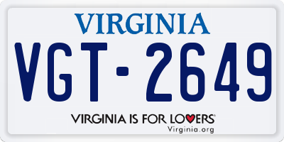VA license plate VGT2649