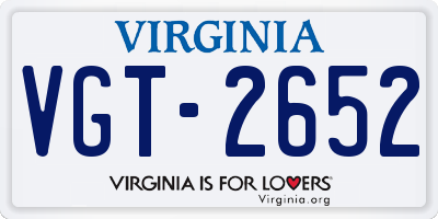 VA license plate VGT2652