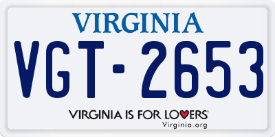 VA license plate VGT2653