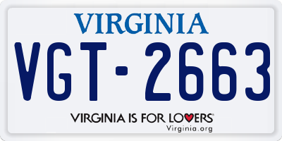 VA license plate VGT2663