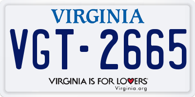 VA license plate VGT2665